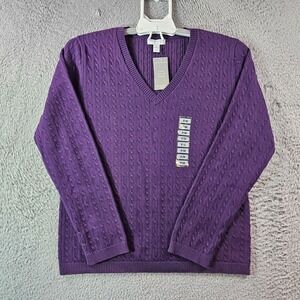 NWT - Charter Club Sweater Petite Medium Pima Cotton Blend Knit Purple - NEW‎